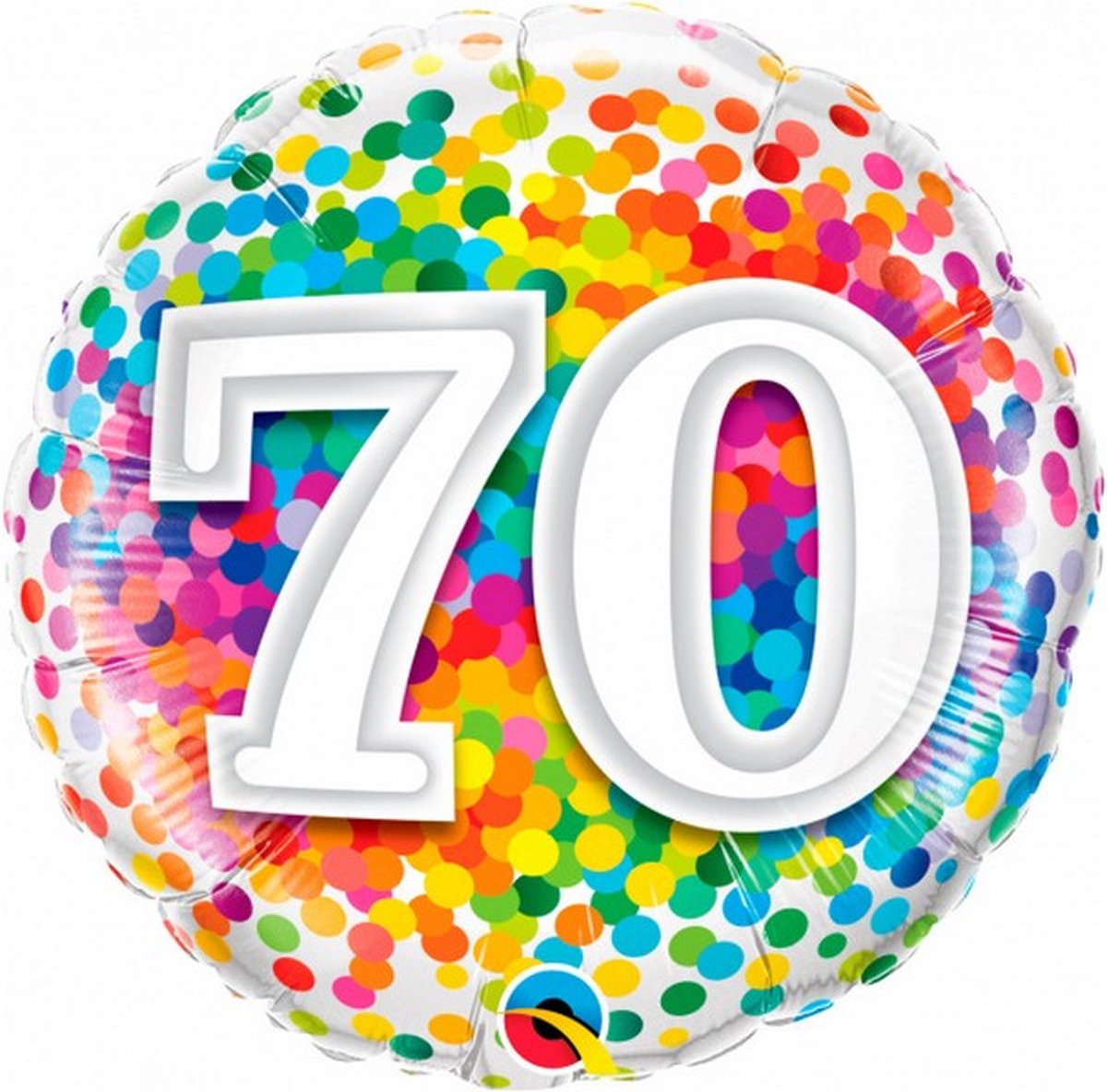 confettiballon 70 jaar 45 cm folie regenboog