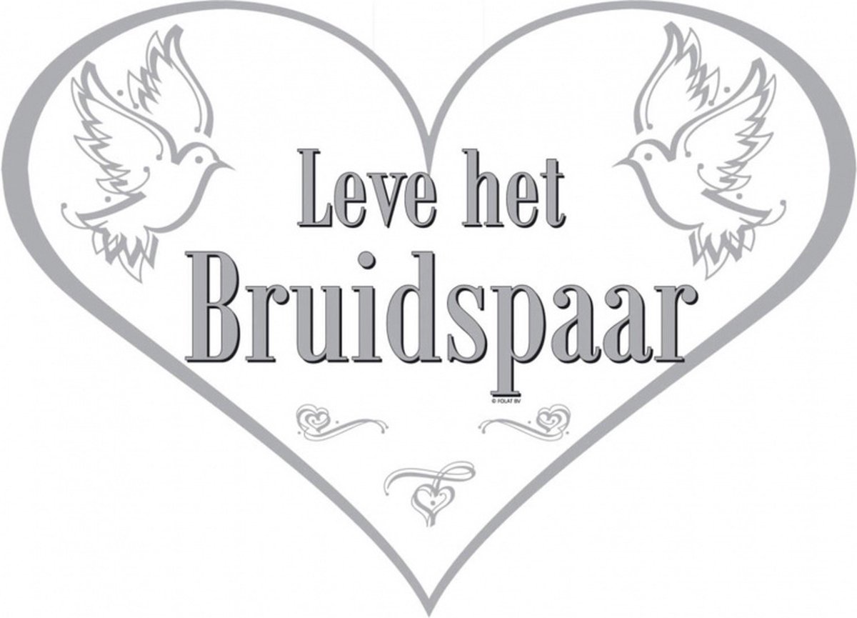 deurbord Leve Het Bruidspaar 30 x 40 cm karton wit/grijs