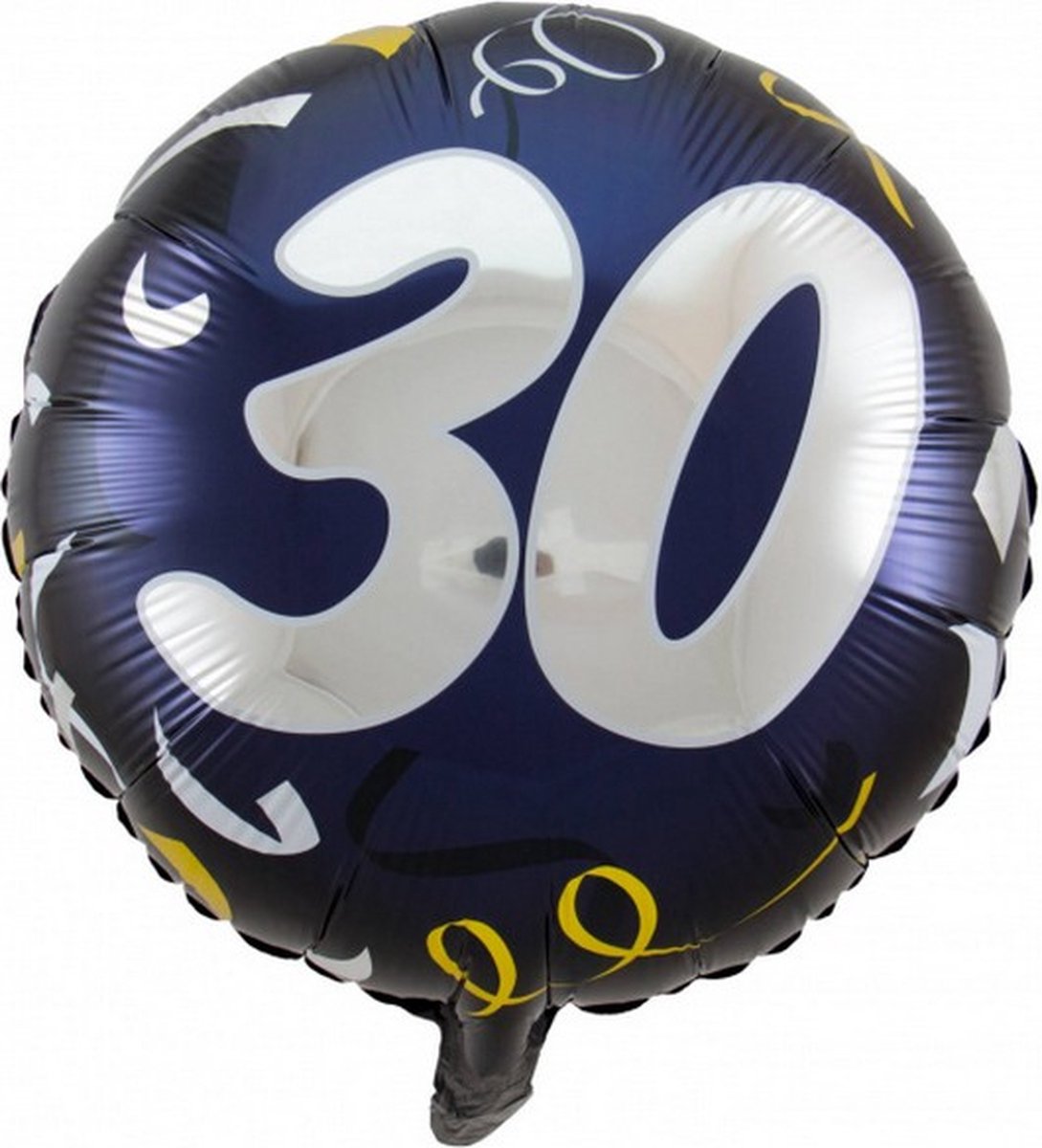 folieballon 30 rond 45 cm zwart/goud