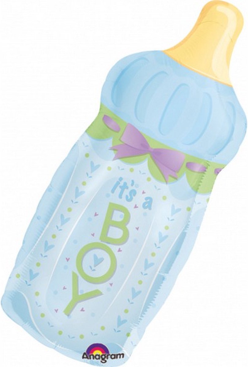 folieballon Baby Bottle Boy 79 x 33 cm blauw