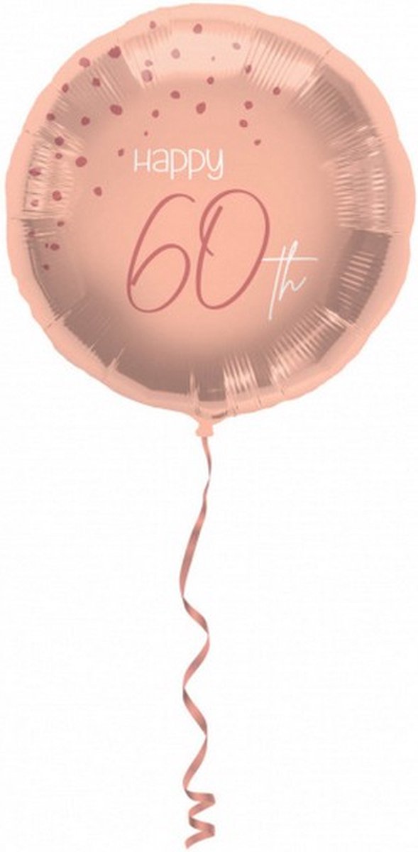 folieballon Elegant Lush Happy 60th 45 cm roze