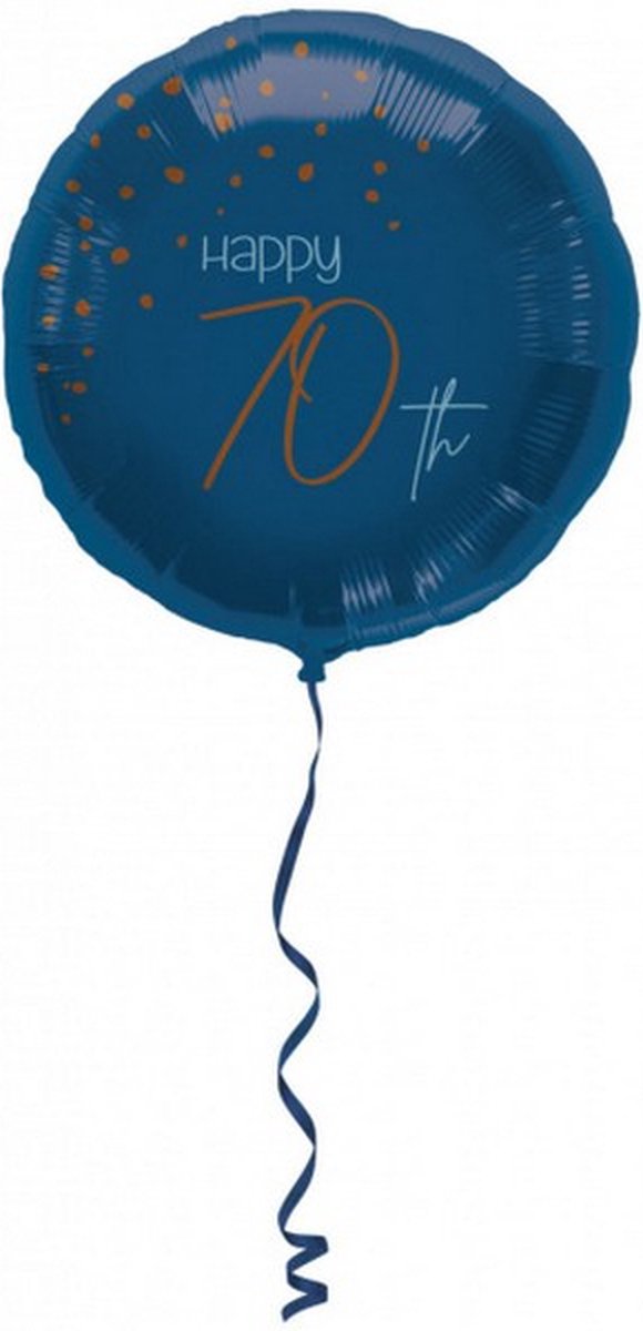 folieballon Elegant True Happy 70th 45 cm blauw