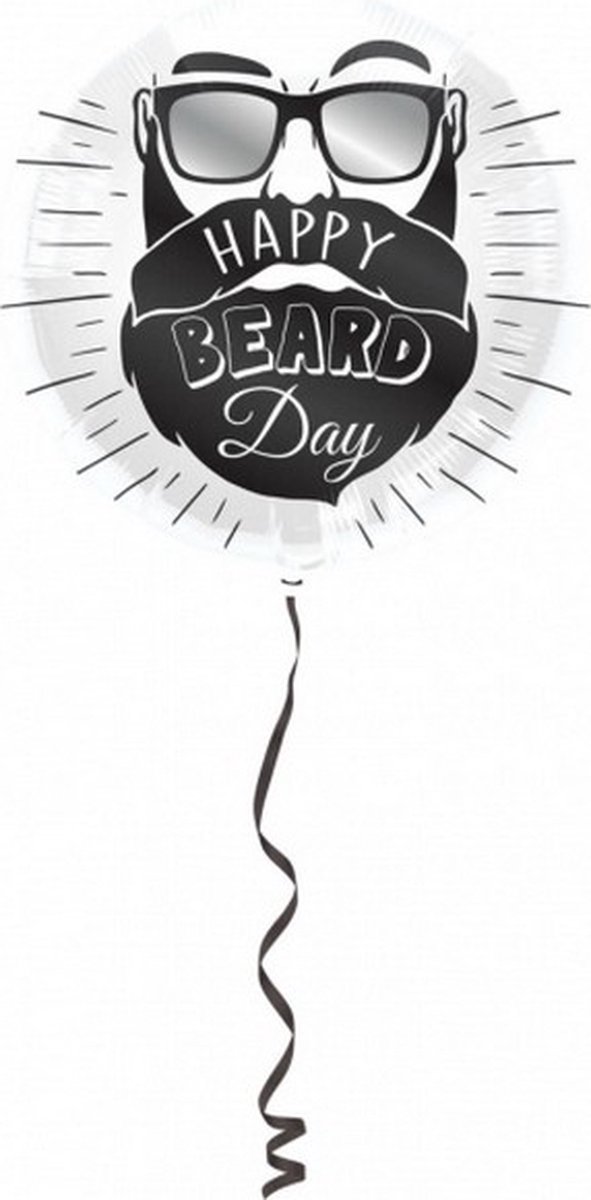 folieballon Happy Beard Day 45 cm zwart/wit