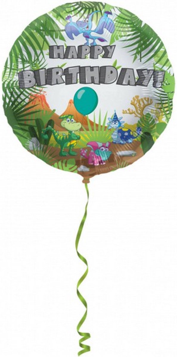 folieballon Happy Birthay 45 cm groen/wit