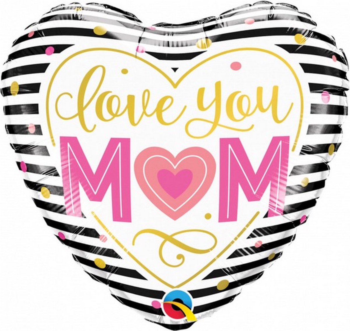 folieballon Love You Mom 45 cm zwart/wit