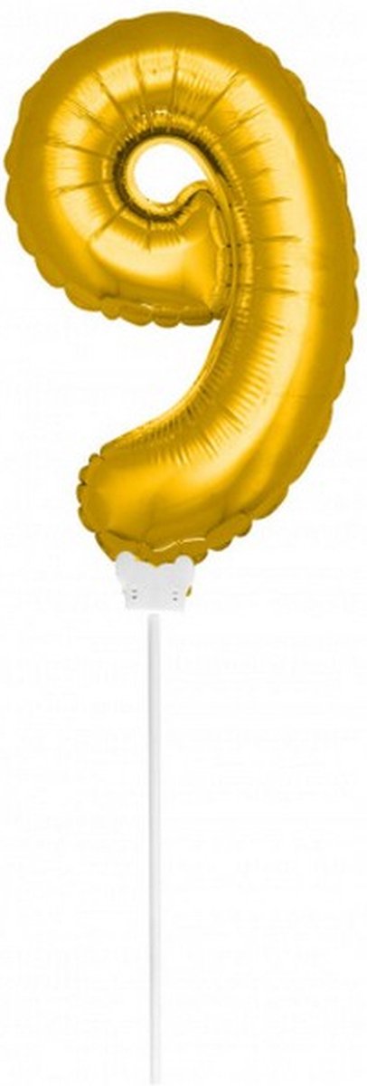 folieballon Mini Cijfer 9 36 cm goud