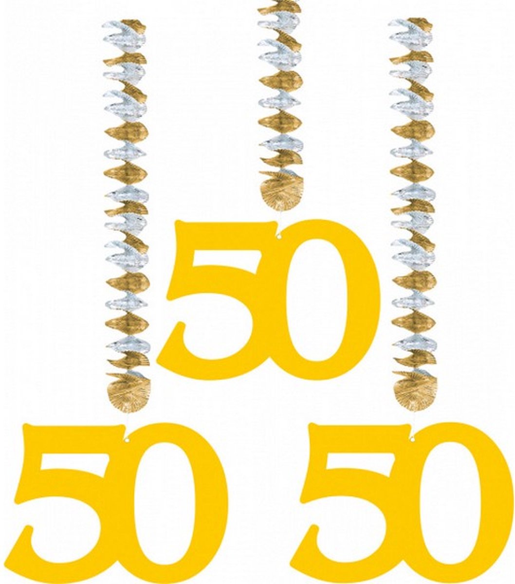 hangdecoratie 50 jaar 75 cm goud 3 stuks