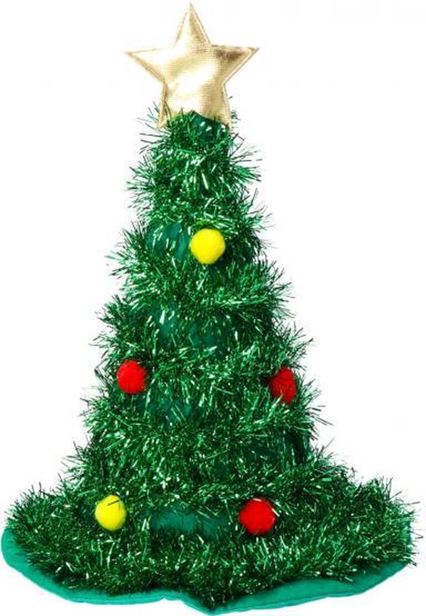 hoed kerstboom polyester groen one-size