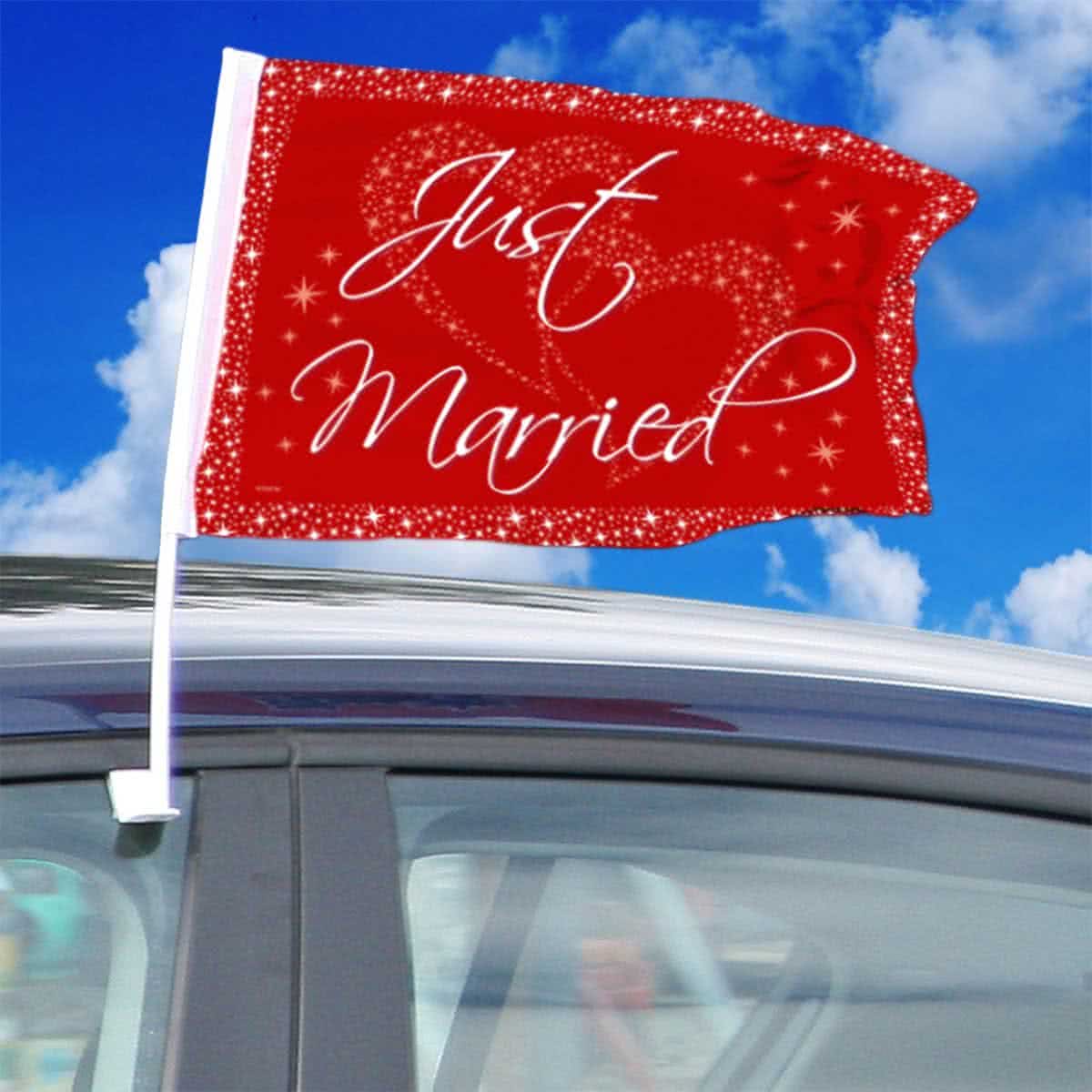 just married autovlag rood