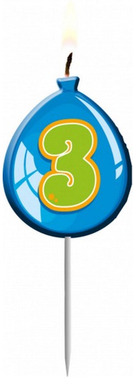 kaars ballon 3 11 cm wax blauw/zwart