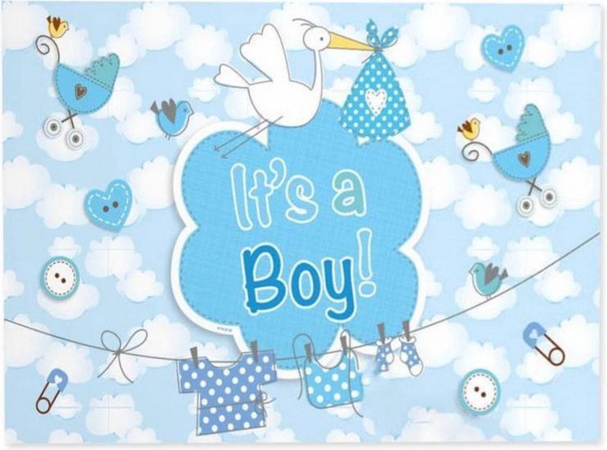 raamvlag Its a Boy! 60 x 90 cm polyester blauw/wit