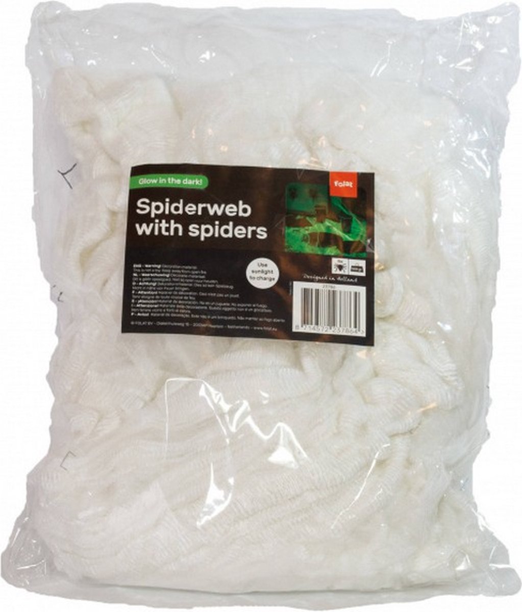 spinnenweb Glow in the Dark 500 gram polyester wit