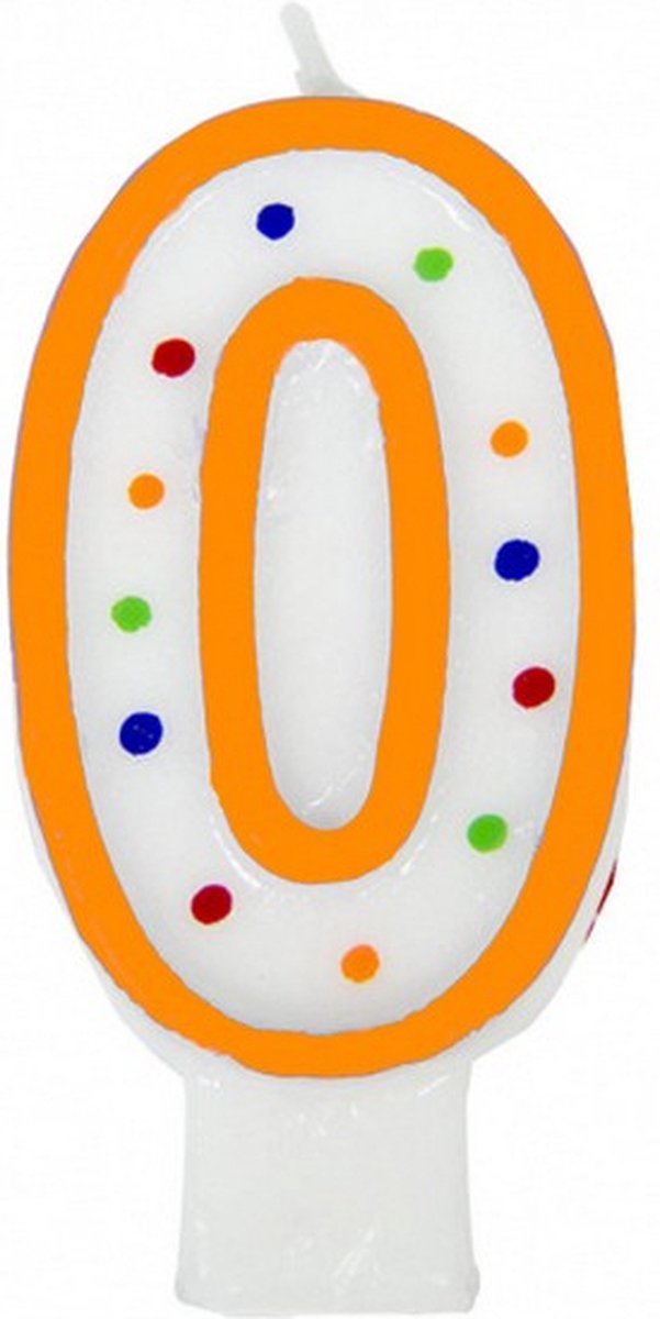 verjaardagskaars 0 jaar 10 x 5 cm wax oranje