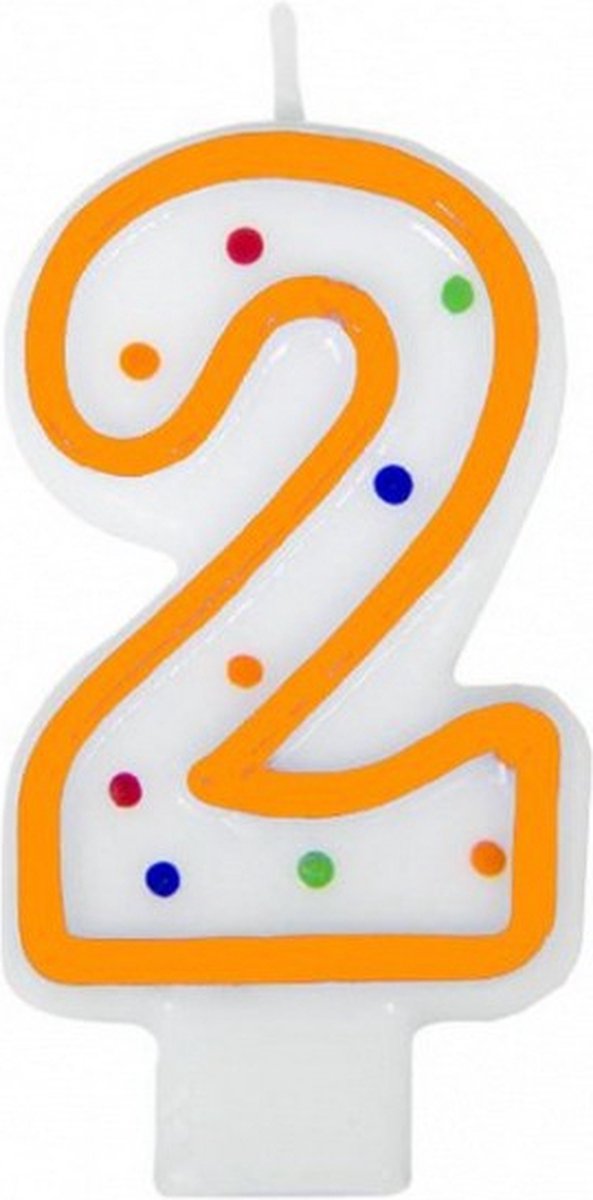 verjaardagskaars 2 jaar 10 x 5 cm wax oranje