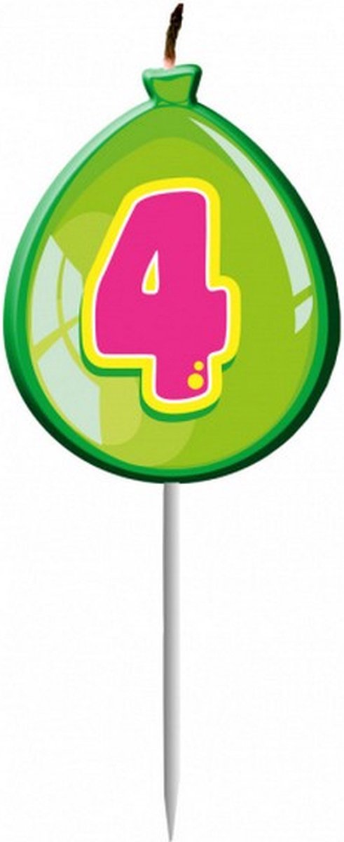 verjaardagskaars 4 jaar junior 11 x 4 cm wax groen