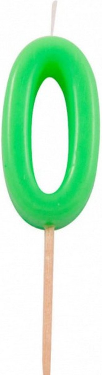 verjaardagskaars Cijfer 0 junior 10 x 2,5 cm wax groen