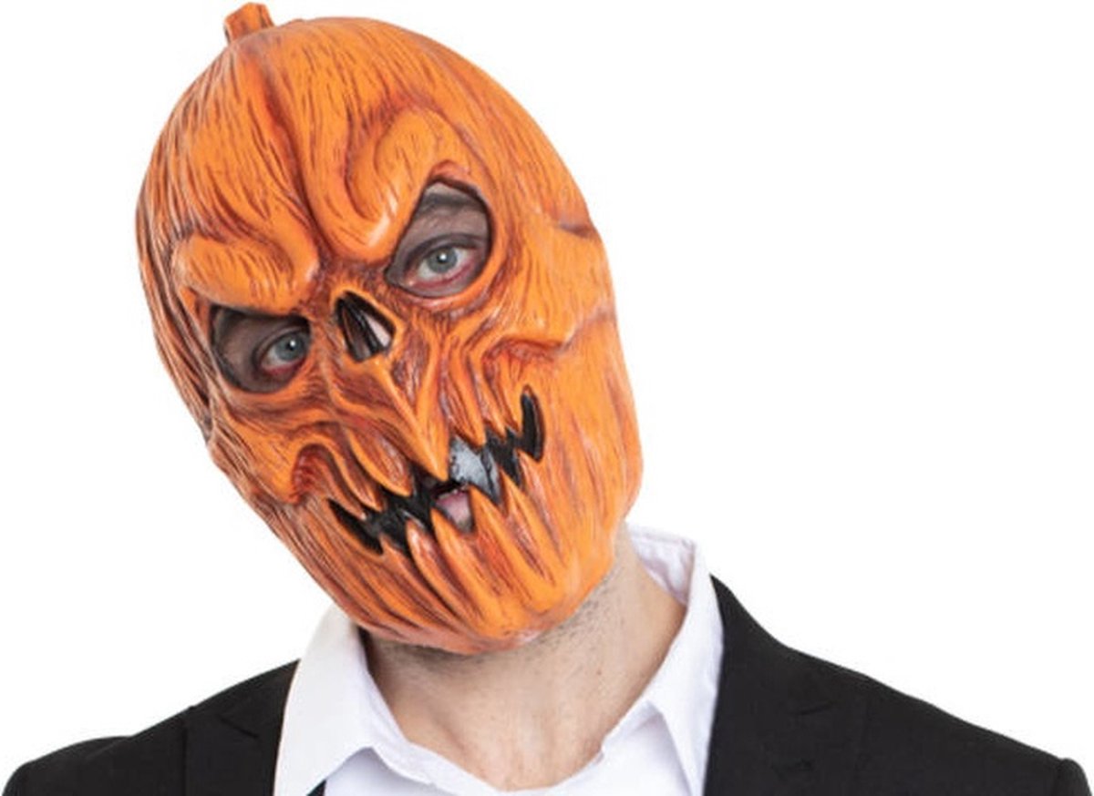 verkleedmasker Enge Pompoen latex oranje one-size