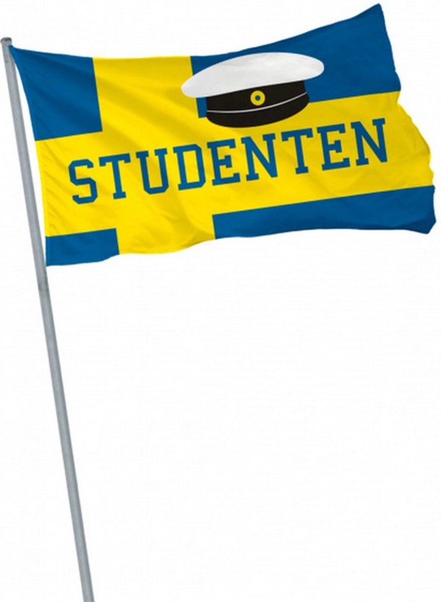 vlag Studentenfeest 90 x 60 cm polyester geel/blauw