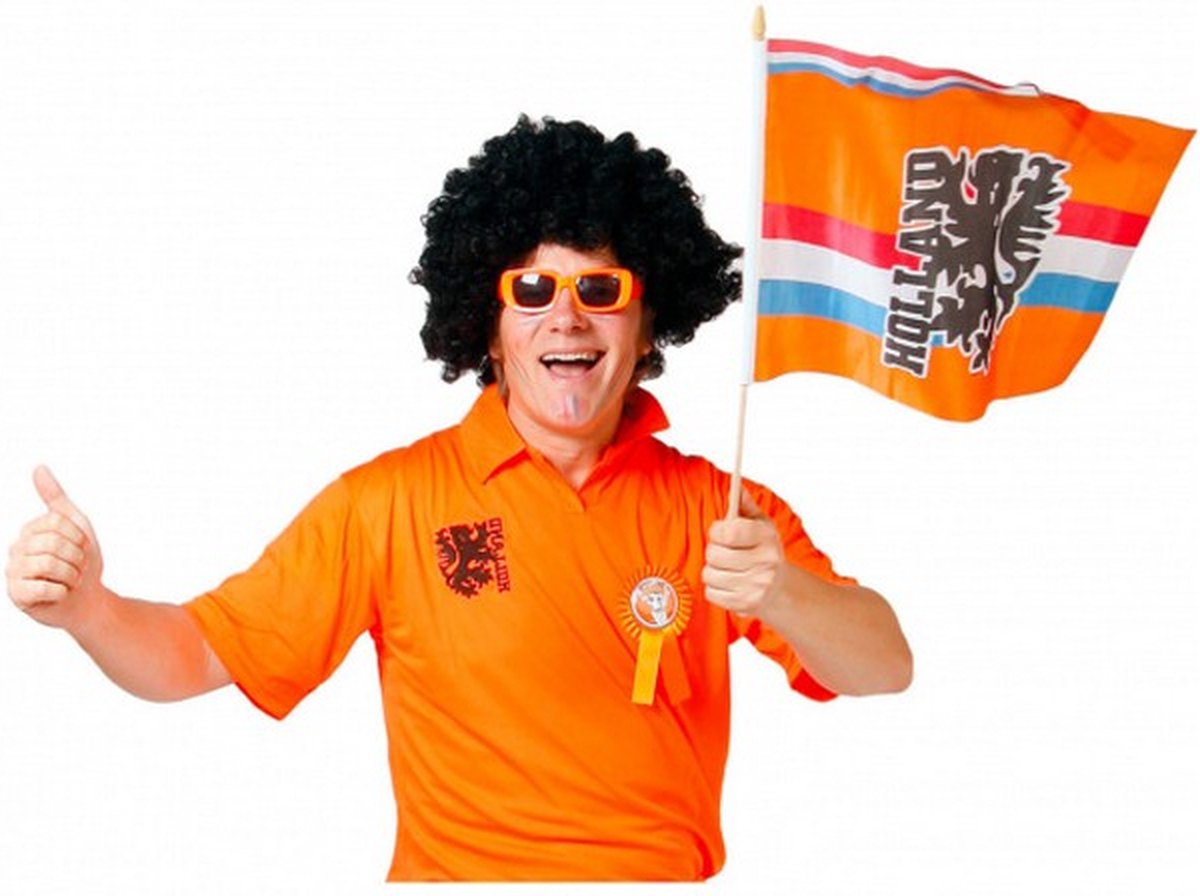 zwaaivlag leeuw met wimpel 30 x 40 cm polyester oranje