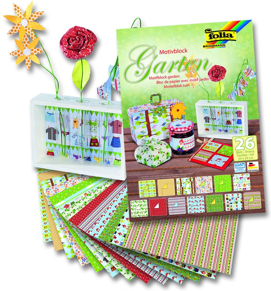 Folia Motiefpapier Hobby Creatief - Garden - Tuin - 24 x 34 cm.