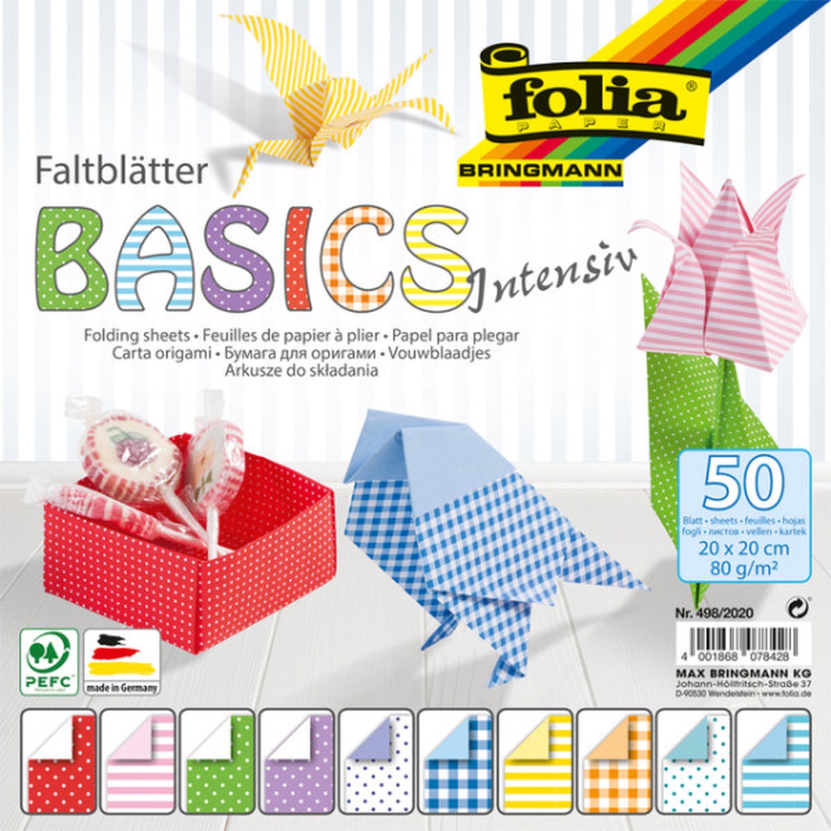 Vouwpapier folia basics 50vel assorti