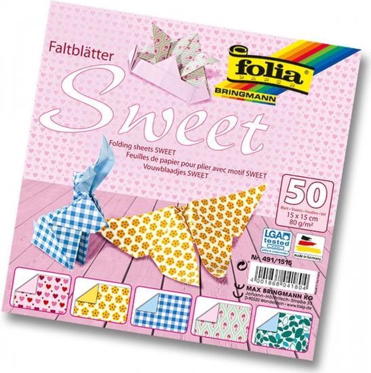 Folding Sheets 15x15cm 80g 10x5 Ass. Sweet