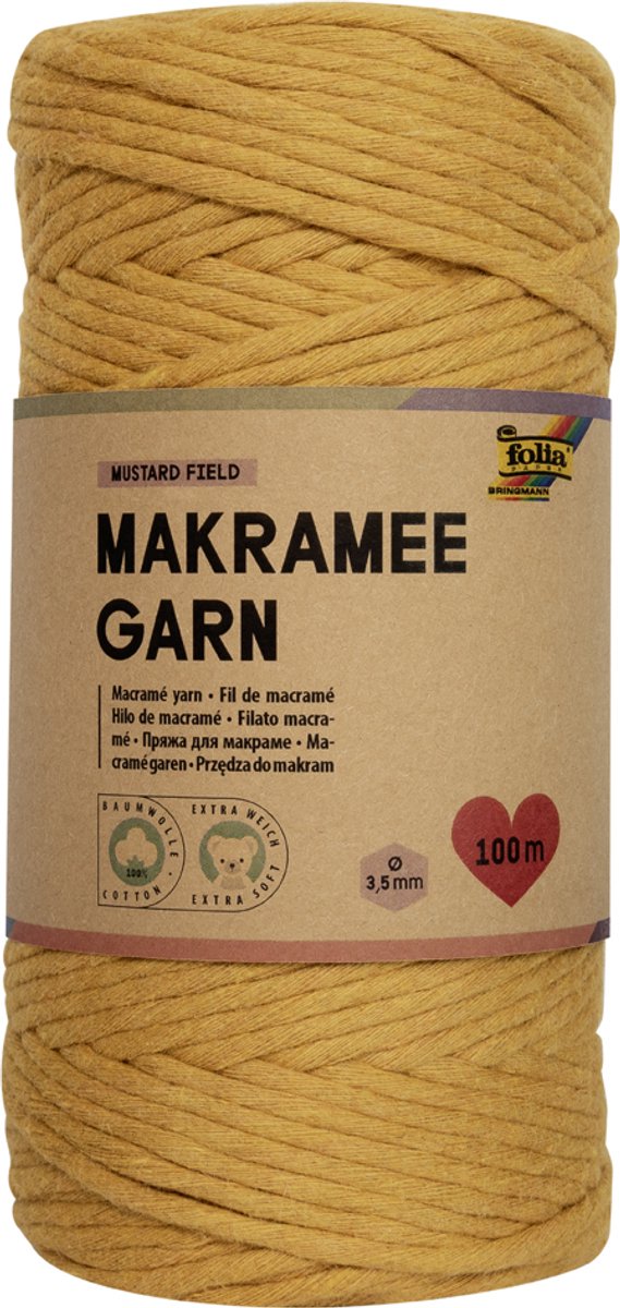 Gezellige taupekleurige macrame-touw, lengte: 100 meter