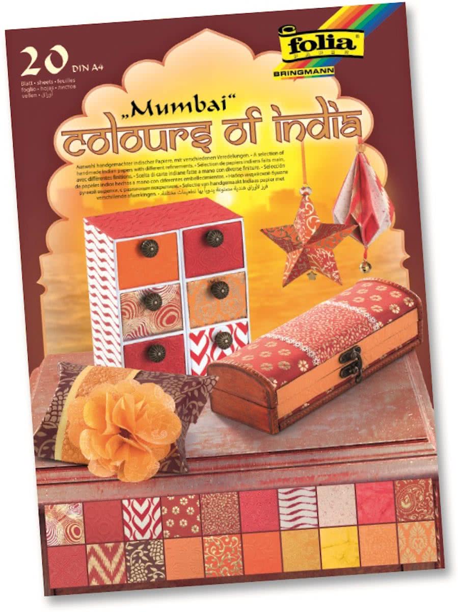 India papierset handgemaakt mumbai rood met lijm en schaar - Folia - nr. A040026