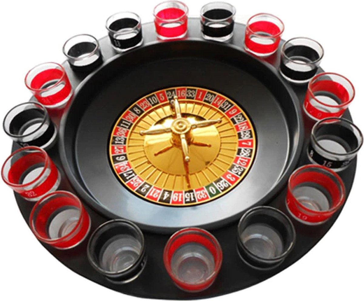 Foqu Drinking Roulette met shotglaasjes - Shot spinner - Shot roulette - Drankspel - Drinking - Uniek spel