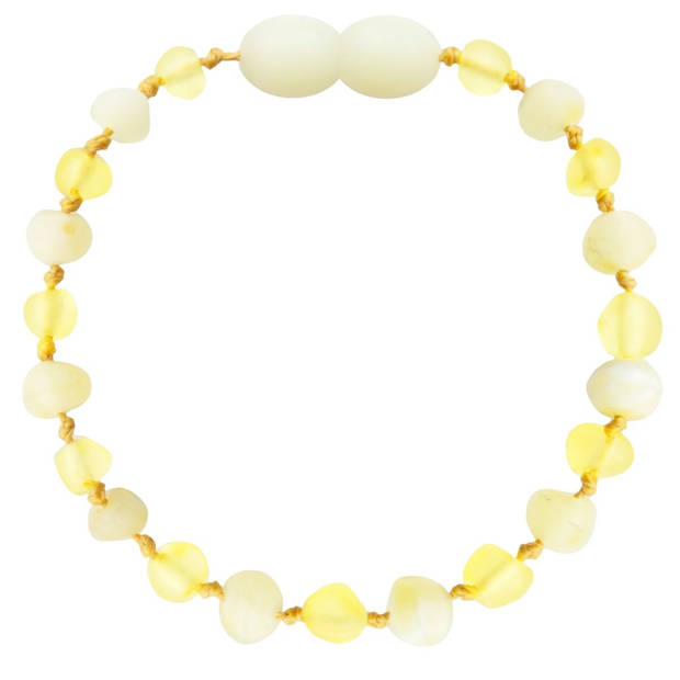 Wild Sun Barnsteen Armband Kind - Amber Enkelbandje - Baltische Barnsteen - 16,5 cm - Lemon / Milk