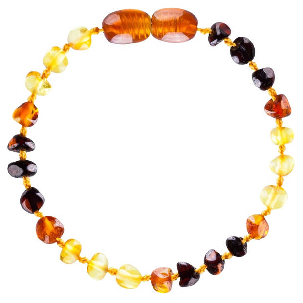 Wild Sun Barnsteen Armband Kind - Amber Enkelbandje - Baltische Barnsteen - 16,5 cm - Rainbow