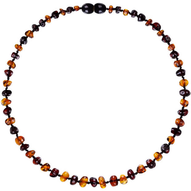 Wild Sun Barnsteen Ketting Kind - Amber Ketting - Baltische Barnsteen - 36 cm - Cognac / Cherry