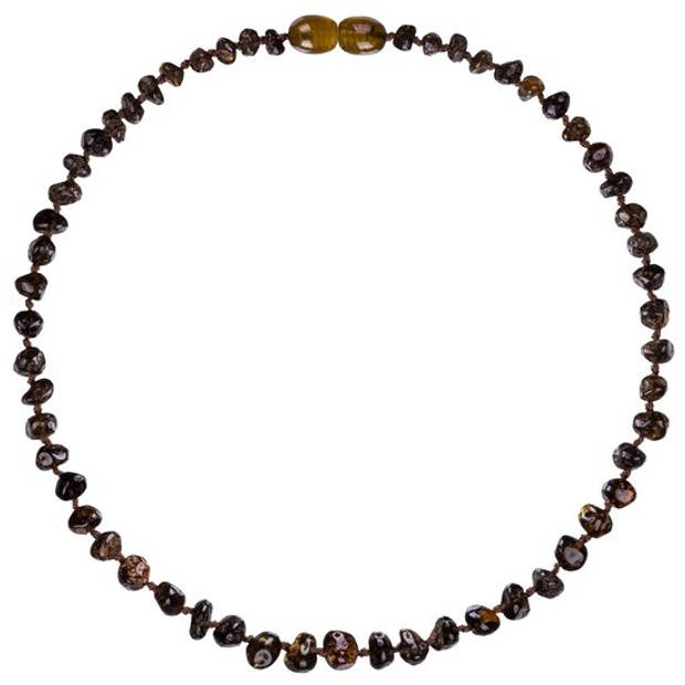 Wild Sun Barnsteen Ketting Kind - Amber Ketting - Baltische Barnsteen - 36 cm - Dark Green