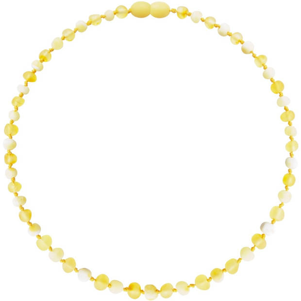 Wild Sun Barnsteen Ketting Volwassene - Amber Ketting - Baltische Barnsteen - 45 cm - Lemon / Milk