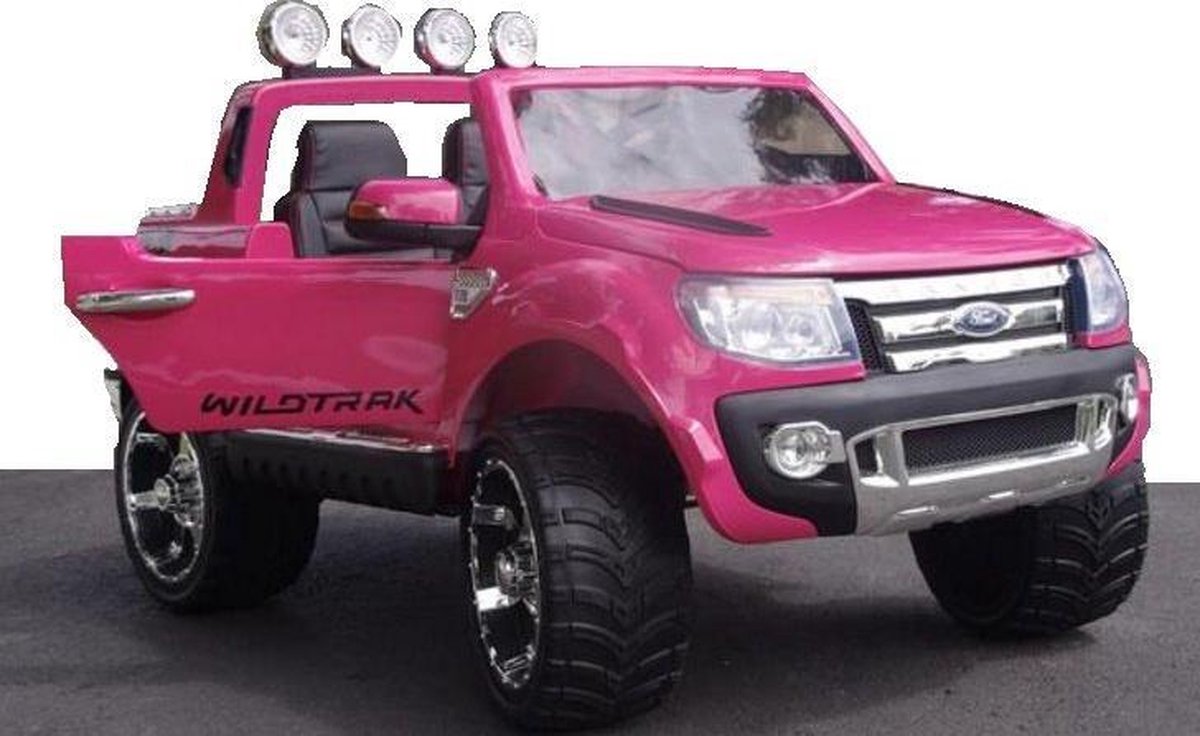 Ford Ranger 12 V - 2 PERSOONS - Roze - Softstart en Multimedia - Elektrische Kinderauto - met Afstandsbediening