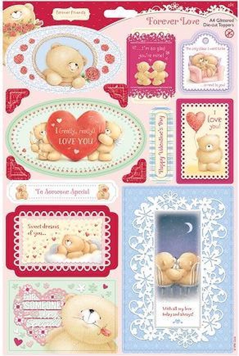 Forever Friends: A4 Die-cut Toppers Glittered (2pk) - Forever Love