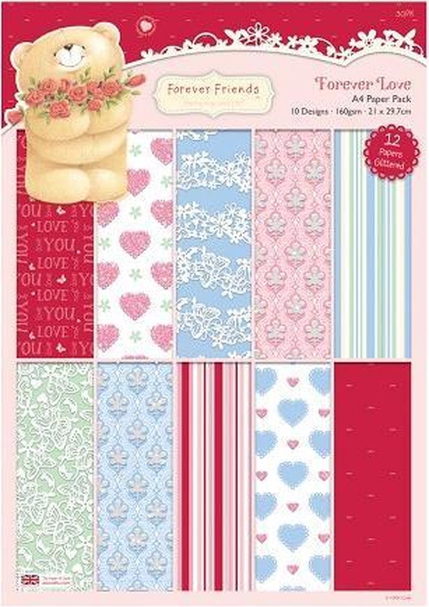 Forever Friends: A4 Paper Pack Glittered (30pk) - Forever Love (FFS 160116)