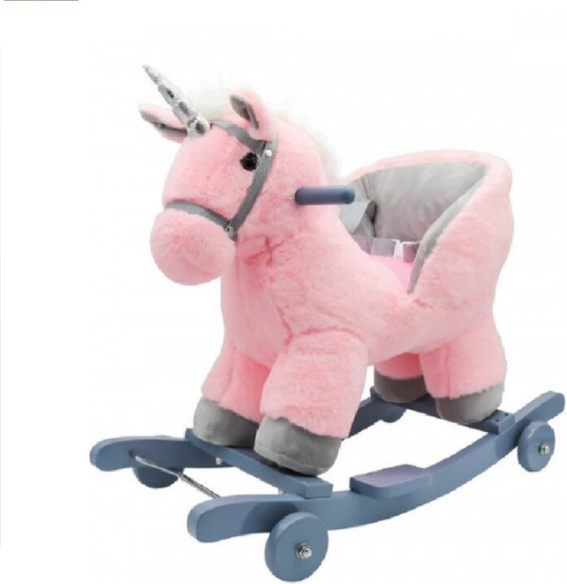 Hobbelpaard – Schommelpaard – Speelgoedpaard – Eenhoorn Speelgoed – Unicorn – Met Veiligheidsriempje – Roze