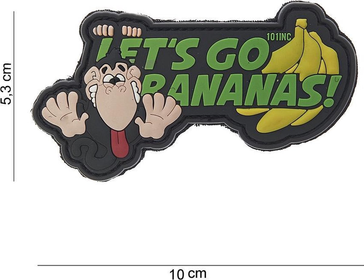 Embleem 3D PVC Bananas klittenband geel