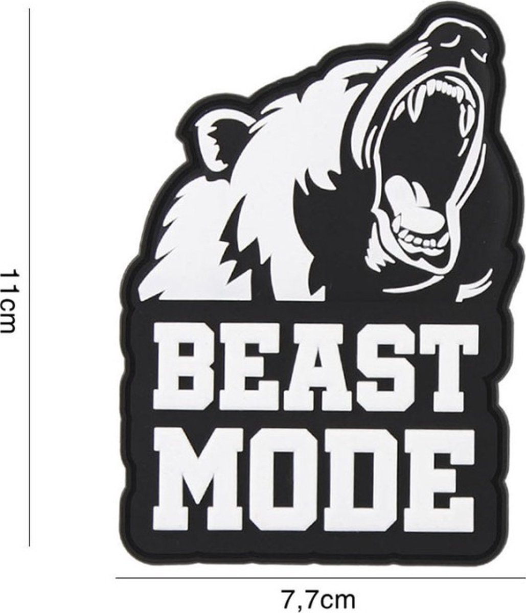 Embleem 3D PVC Beast Mode Zwart