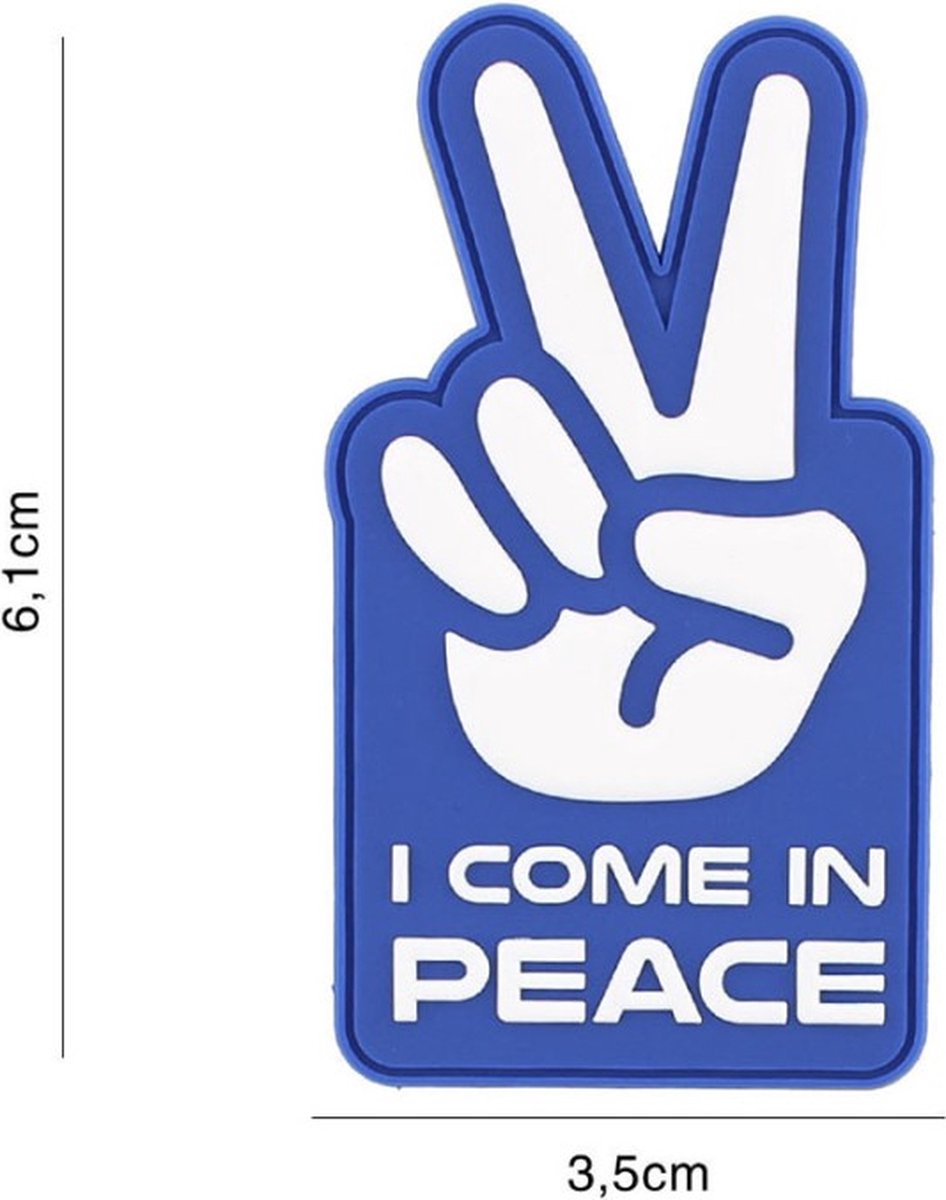 Embleem 3D PVC I Come In Peace Blauw