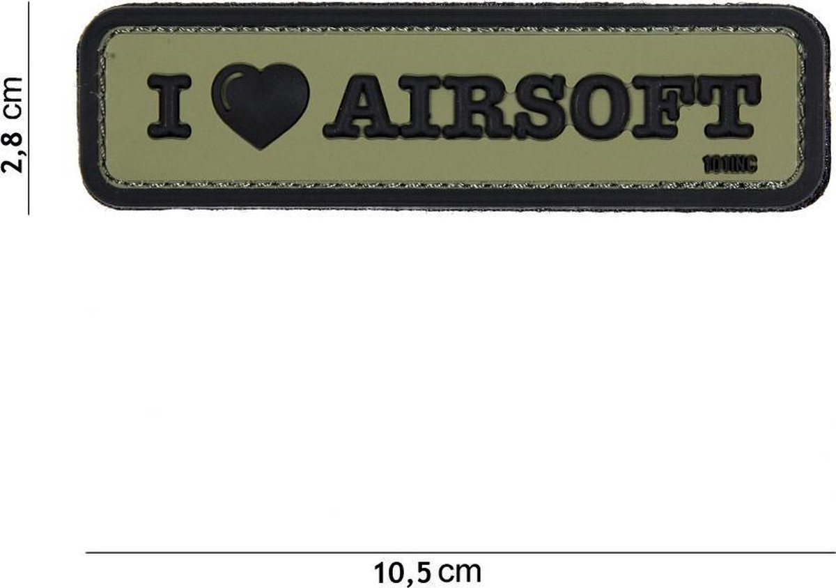 Embleem 3D PVC I Love Airsoft groen