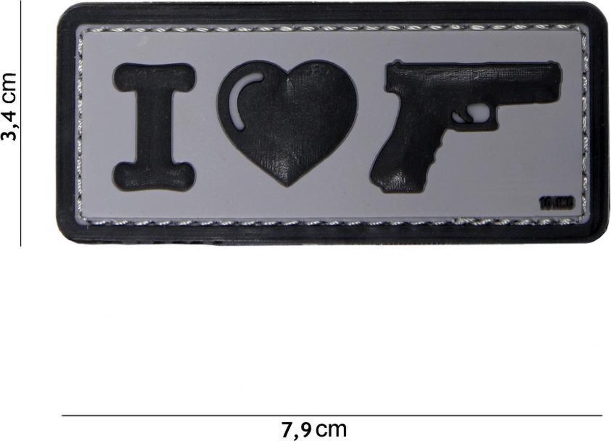 Embleem 3D PVC I Love My Sidearm zwart