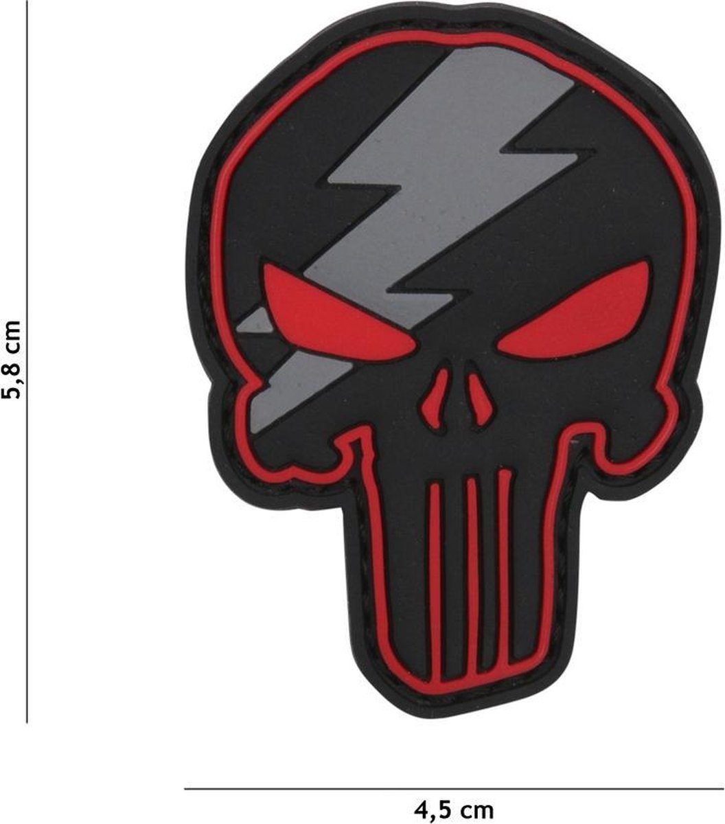 Embleem 3D PVC Punisher Thunder Rood