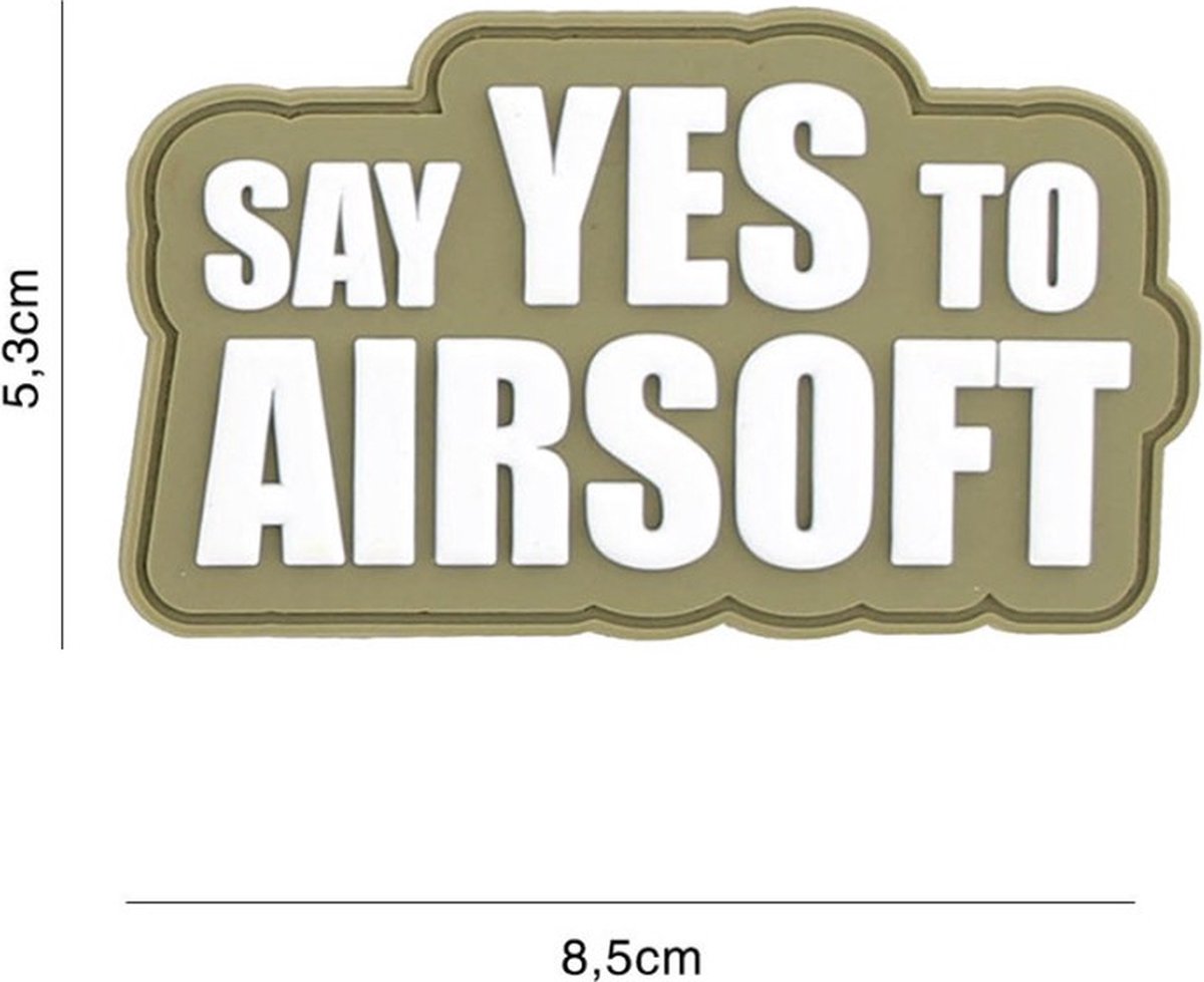 Embleem 3D PVC Say Yes To Airsoft Coyote