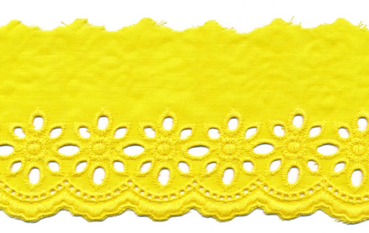 Broderie - Kant - Citroen Geel - 75mm - 3 meter