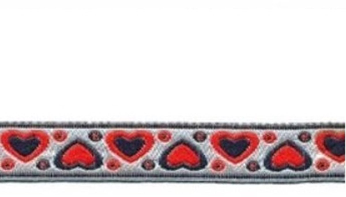  - Sierband - Lint - hartjes rood blauw - 12mm - 5 meter per rol