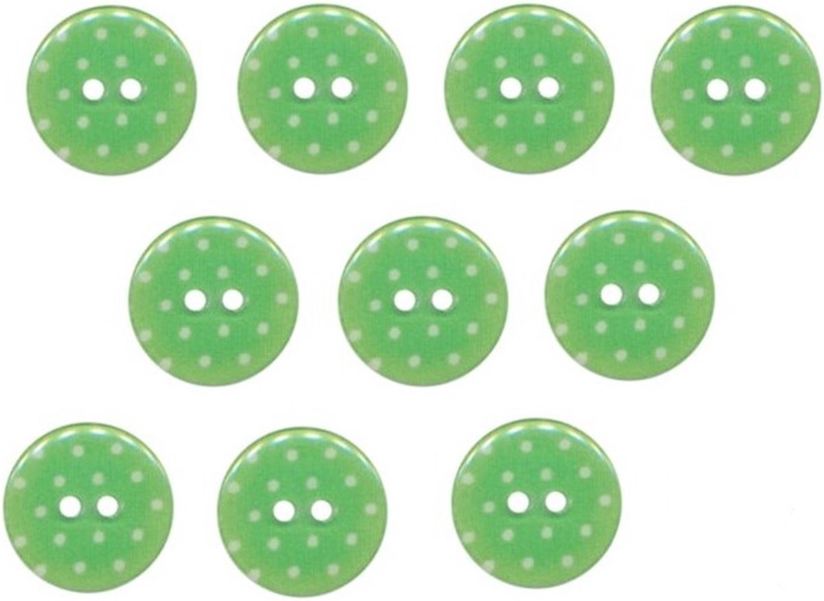   - Kunststof - Stippen - Groen met witte stippen - 25 mm - 10 stuks