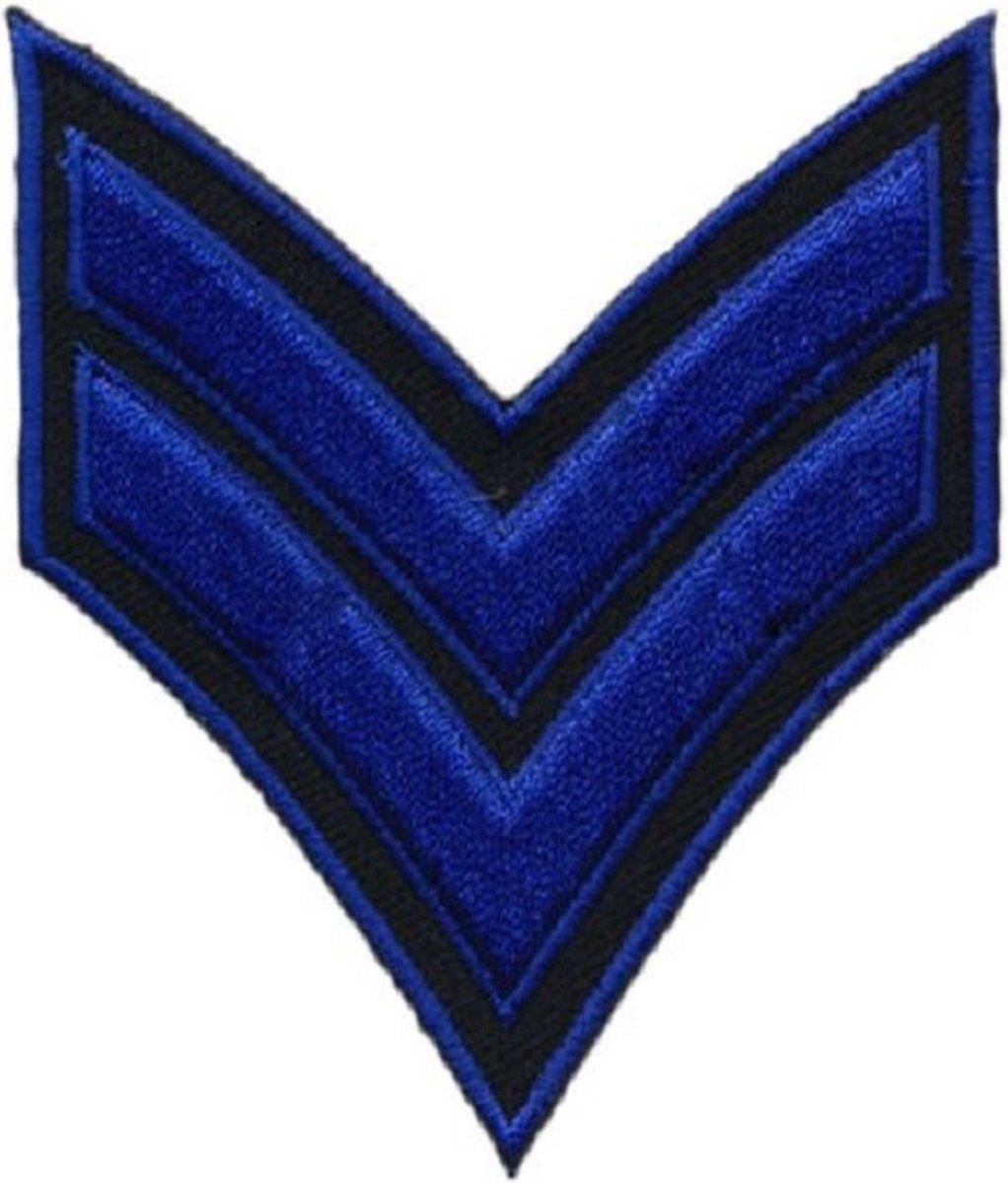 Patch - Strijkembleem - Army strepen - Blauw 6 x 7cm