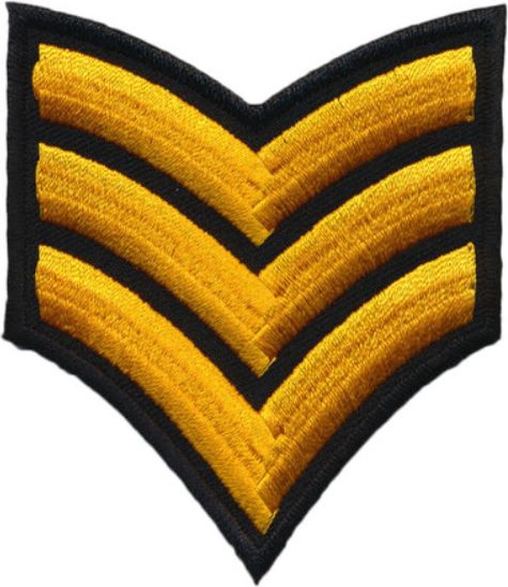 Patch - Strijkembleem - Army strepen - Goud 8 x 7cm